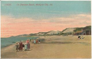 On Sheridan Beach In Michigan City In Postcard 1913