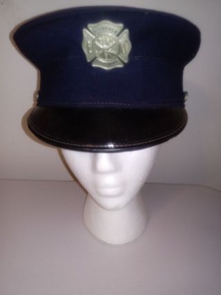 Antique 1950s Hinsdale Il Chicago Fire Department Dress Hat W/ Badge