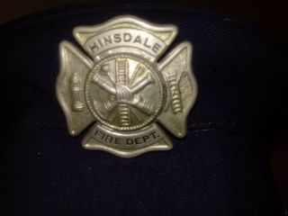 ANTIQUE 1950s HINSDALE IL CHICAGO Fire Department Dress Hat w/ BADGE 5