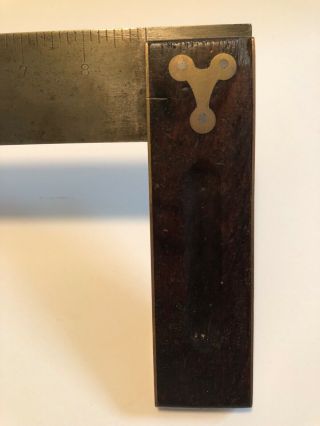 Antique Square,  Wood Handle w Brass detailing,  unmarked 3