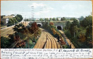 1907 Postcard: Sea Beach Railroad Line,  Bay Ridge - Brooklyn,  York Ny