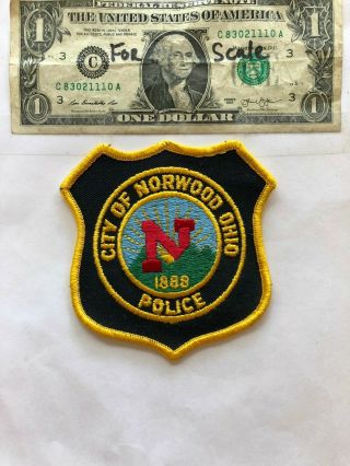 Norwood Ohio Police Patch (city Of) Un - Sewn In Shape (harder To Find)