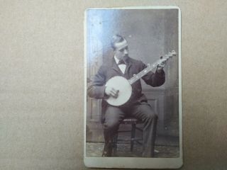 Cdv Carte De Visite Of A Gent With Banjo By J Bertolle Of London