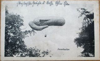 Airship/dirigible 1916 Aviation Postcard: Fesselballon - Observation Balloon