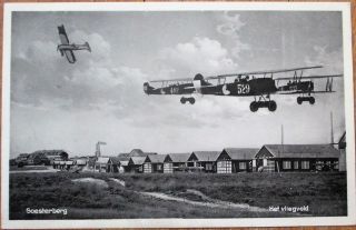 Dutch/netherlands 1930s Aviation/airplane/biplane Postcard: Soesterberg - 1