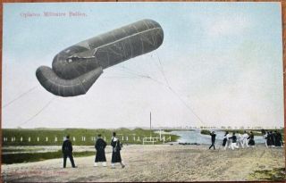 Airship/dirigible/blimp 1920 Dutch Aviation Postcard: Soldiers & Balloon - 2