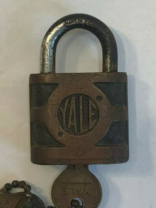 Vintage Yale Padlock w/Keys Brass Lock Pad Lock Key 2