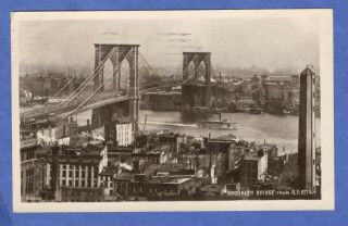 York City Ny,  Brooklyn Bridge Rppc Real Photo On Bromide Paper Postcard 1910