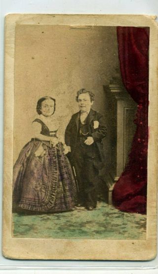 General Tom Thumb And Wife - Charles Stratton - Lavinia Warren - Hand Colored