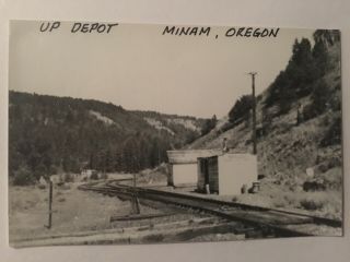 Minam Oregon Up Rr Station Railroad Depot B&w Real Photo Postcard Rppc