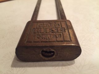 Vintage REESE Brass Craft Long Padlock Bicycle Type W/2 Keys,  USA 5