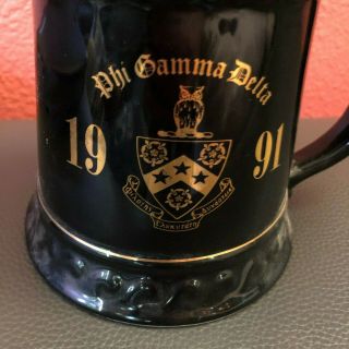 1991 Wsu Wazzu Fraternity Beer Mug Stein Phi Gamma Delta Fiji Washington State