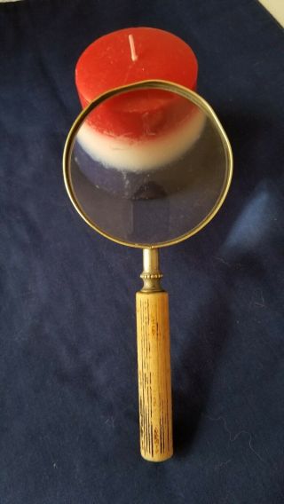 Vintage Bausch Lomb Magnifying Glass,  Wood,  Brass