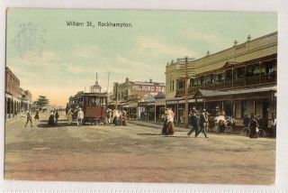Vintage Postcard William Street,  Rockhampton Qld 1914