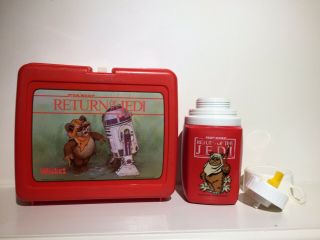 1983 Star Wars Return Of The Jedi Wicket Plastic Lunch Box - Vintage With Thermos