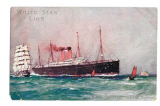 Vintage Postcard White Star Line Rms Adriatic Off The Fastnet Pm 1907