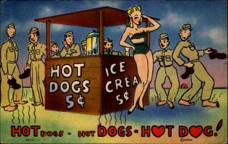 Wwii Army Pun Comic Hot Dog Pretty Girl Soldier To Eugene Stewart Coraopolis Pa