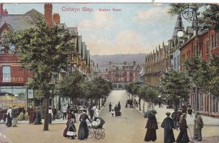 Colwyn Bay - Busy Station Road,  Lady With Pram By Photochrom 1910
