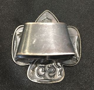RARE Vintage 1930 ' s Girl Scout Neckerchief slide Stamped Metal 3