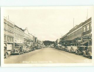 Pre - 1950 Rppc Shops Along Street Longview Washington Wa W0392