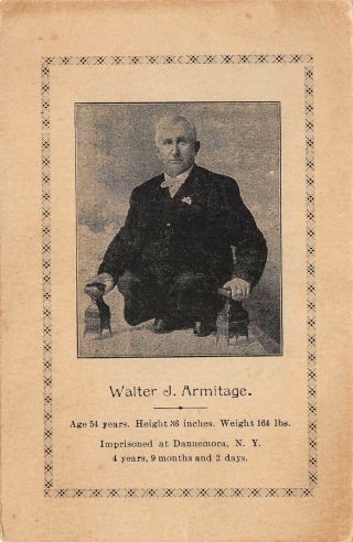Lp07 Dannemora York Prison Postcard Penitentiary Walter J.  Armitage Prisoner