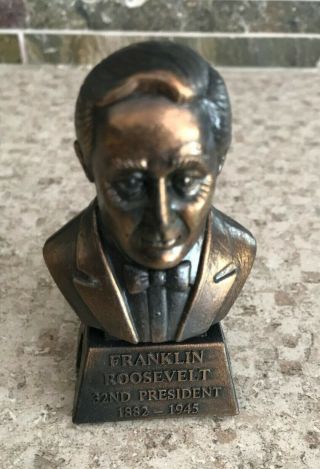 Vintage Die Cast Bronze Franklin Delano Roosevelt Bust Pencil Sharpener
