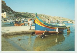 Large Postcard Gozo,  Malta,  Luzzu At Mgarr Harbour - Unposted