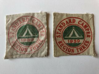 Region 3 Three 1939 Standard Camper Boy Scout Linen Patches & Dirty