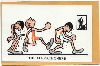 " The Marathoners " - Walk - Over Shoes Advertising Postcard Ca 1910 - Shape