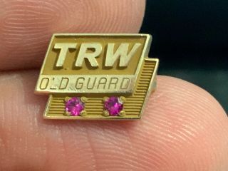 “trw” Old Guard 2 Ruby 10k Gold Service Award Pin.
