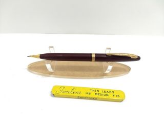 Vintage Sheaffer Burgundy Mechanical Pencil And Sheaffer Fineline Tin 12 Leads