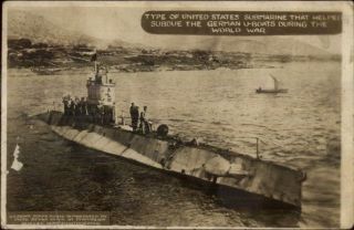 Us Sub Submarine Helped Defeat German U Boats Wwi Real Photo Postcard