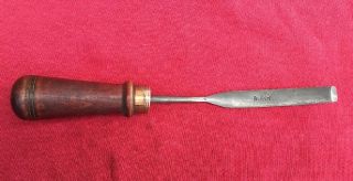 Vintage Burr Wood Carving Chisel Curved Swept Back With Handle & 1/2 Inch Wide
