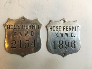 2 Hose Permit Badges From Kingston,  Ny Firefighter Fireman Fire Department
