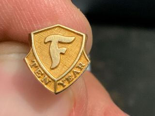 Firestone 10 Years Of Service Award Pin.  14k Gold.