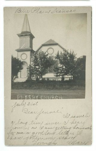 Rppc Presbyterian Church Belle Plaine Ks Real Photo Postcard