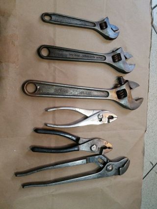 Vintage Adjustable Wrenches & Pliers Crescent Channel Lock Dunlap Giant Grip.