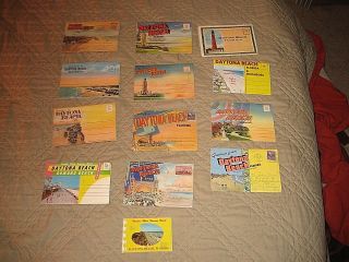13 Vintage Daytona Postcard Folders.  1920 - 60.  All Different.