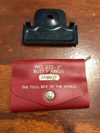 Stanley Butt Marker No.  373 - 3 " With Case Vintage Door Hanging Tool Made In Usa