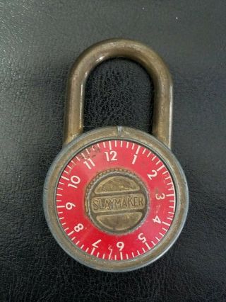 Vintage Slaymaker Combination Padlock Lock Red Dial