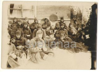 1920s Lunch Soviet Red Army Soldiers Military Men Budenovka Rkka Vintage Photo
