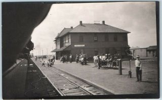 Dalhart,  Texas Rppc Real Photo Postcard Railroad Depot Train Station Scene 1910s