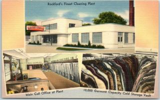 1940s Rockford Illinois Advertising Postcard Sunshine Cleaners Advertising Linen