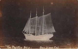 San Diego California Phantom Ship Real Photo Vintage Postcard Jg235929