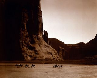 Navajo Riders On Horseback Canyon De Chelly 8x10 Photo Edward S.  Curtis 1904