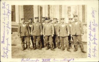 Wwi German Soldiers 1914 Rppc Real Photo Gorget Feldpost & Message