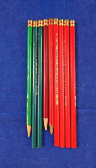 Vintage 9 Berol Verithin Eagle Colored Pencils Scarlet Red Carmine Grass Green