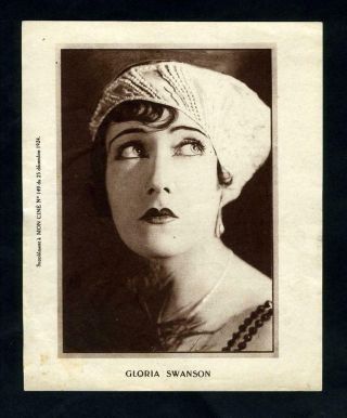 Vintage Gloria Swanson French Sepia Tone " Portrait " 1924 Exqusite Lovliness