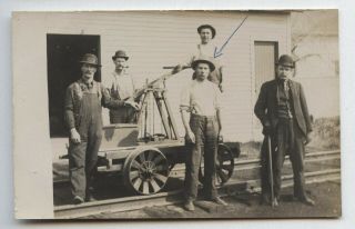 Antique 1905 - 08 Rppc Railroad Workers Hand Car Gandy Dancers Real Photo Postcard