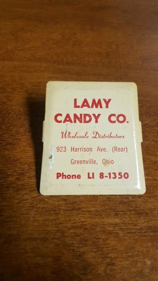 Vintage Advertising Paper Clip.  Lamy Candy Co.  Greenville Ohio
